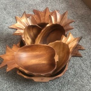 ***SOLD**** Vintage Monkeypod Wood Pineapple Bowls